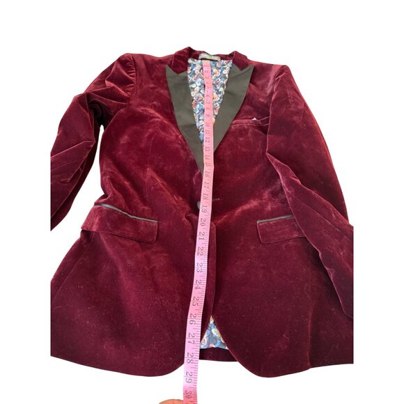 Paisley & Gray Burgundy Velvet Blazer Slim Fit 36R Retro Punk Goth Read - Picture 14 of 15